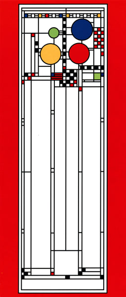 Frank Lloyd Wright - Art Glass Triptych Window (red)