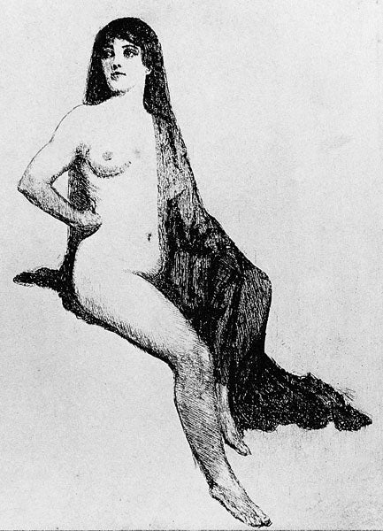 Norman Lindsay - Nude with Mantilla