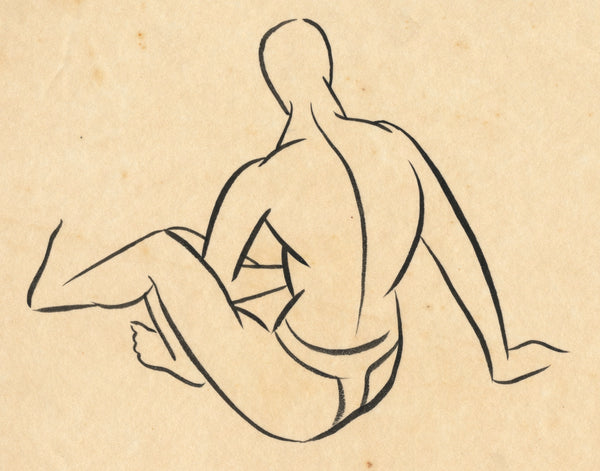Frank Hinder - Pen - Seated Male Study
