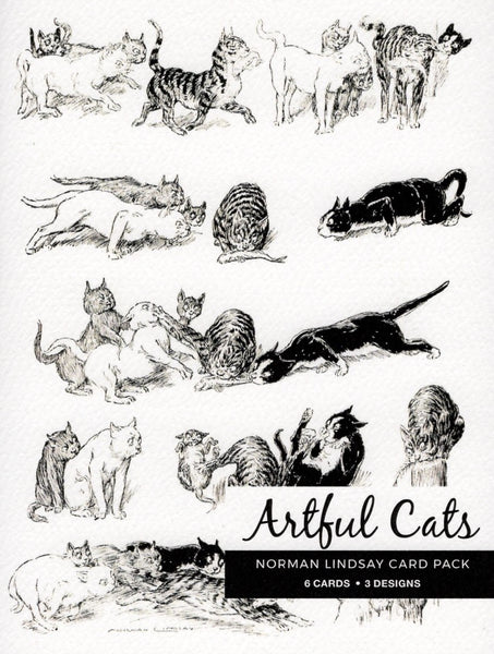 Norman Lindsay - Pack of 6 Artful Cats cards (Defence Tactics)