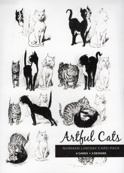Norman Lindsay - Pack of 6 Artful Cats cards (The Suitors)
